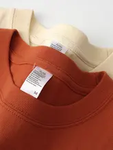 南瓜色のラウンドネック半袖Tシャツ【ユニセックス・フィット・夏用】