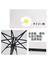 小雛菊デザインの折りたたみ透明雨傘【全自動・ファイバー製・二人用】