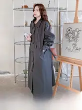 エレガントなグレーの中長丈トレンチコート【春秋用・カジュアルデザイン】