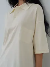 オーバーサイズポロニットシャツ【ユニセックス・シンプルデザイン・春夏用】