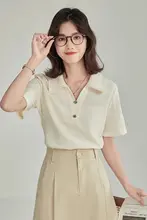 洗練されたデザイン！杏色ポロシャツ【長袖・通勤用】