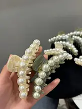 高級感のあるアセテート製髪留め【パール付き・大きめサイズ】