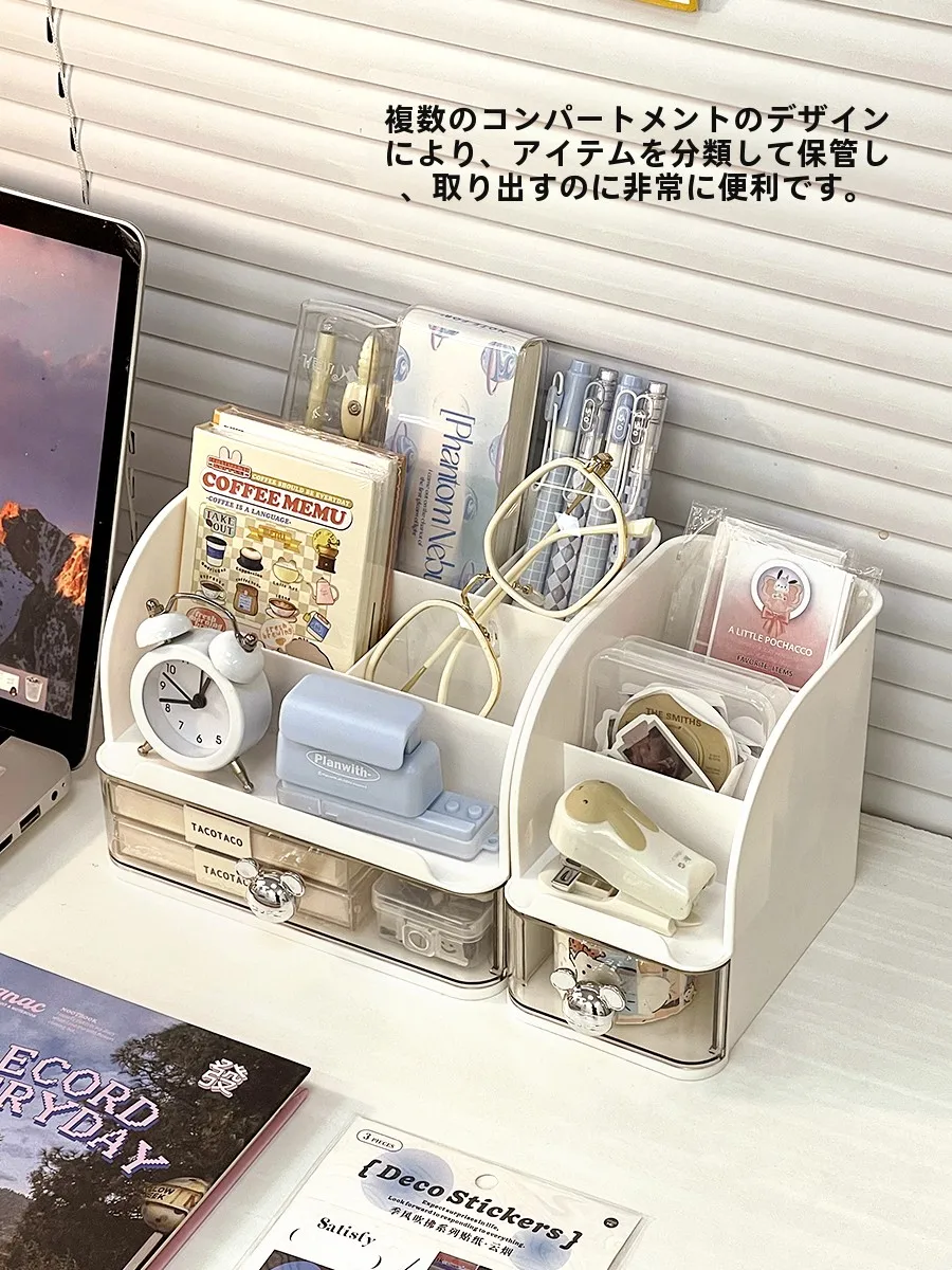 小学生女の子向けかわいいキャラクター筆箱：引き出し式ペン立てとメモ整理の実用性