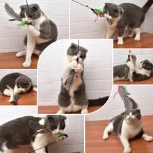 羽毛製 ペット用猫おもちゃ【ダンスタイプ・大きな鳥付き・遊び用】
