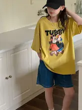 女児用 夏用 半袖Tシャツ【ゆったりシルエット・韓国風デザイン】