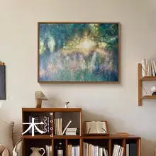 抽象的な手描きアート油絵【茶室や民宿に最適・モダンなインテリア】