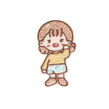 可愛い刺繍の布貼りデコシール【リュック・洋服・スカーフ用・自着式】
