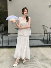 白色の重工刺繍無袖ドレス【新中式・夏用・国風デザイン】（セットアップ対応）