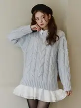 重ね効果のあるフリル付きニットセーター【麻花翻領・秋冬用・女性用】
