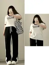 高腰バイカラーパンツ【大きいサイズ・梨型体型・ワイドレッグ】（セットアップ対応）