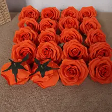 造花 ローズ 花頭 大輪 シルク風 オレンジ ハンドメイド DIY フラワーボックス アレンジメント デコレーション