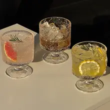 レトロデザインのひまわり浮彫りベリーカップ【高脚・飲料用・ジュース専用】