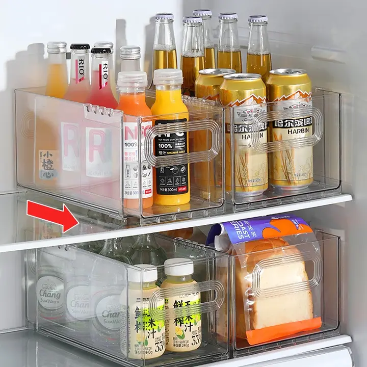 大容量冷蔵庫用収納ボックス【飲料と食品の分類・伸縮可能】