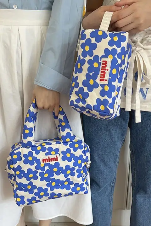 印花デザインのトートバッグ【おむつやおもちゃ収納用】