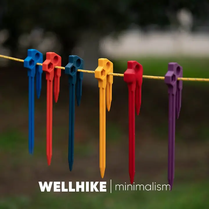 WELLHIKE アウトドア用 カラフルな積み木スタイルの地釘【耐久性・軽量・キャンプ用】（セットアップ対応）