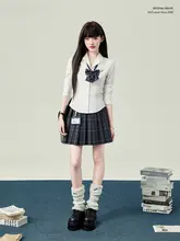 夏用 レディースジャケットシャツ【長袖・ウエストマーク・白色・制服スタイル】（セットアップ対応）