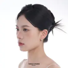 海域デザインのブルー滴釉イヤリング【高級感あふれる女性用アクセサリー】