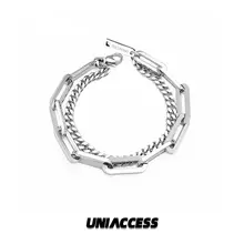 ダブルレイヤー メンズブレスレット【高級感・カジュアル・ユニセックス】