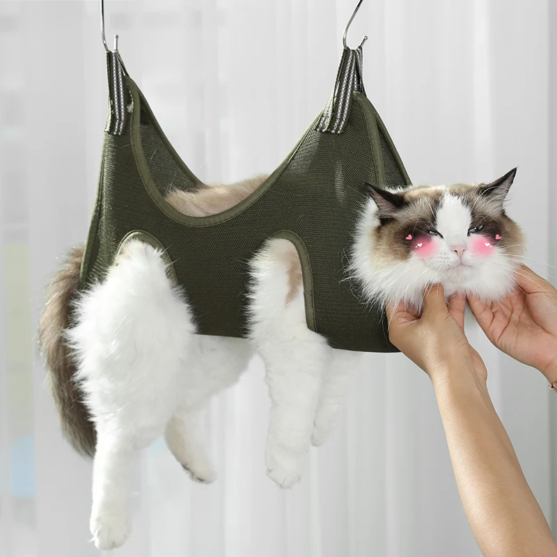 猫用洗浄袋：爪切り固定器付きハンギング式で安全かつ多用途なペットケア解決策