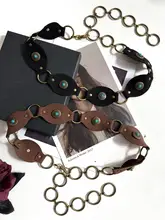 アメリカンビンテージデザインのウエスタンスタイルレディースベルト【環状バックル・デニムパンツに最適】