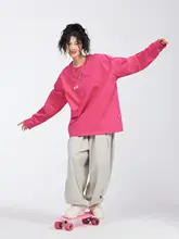 龟吉 宇宙ブランド メンズ・ウィメンズ 向け 長袖Tシャツ【ラウンドネック・ゆったり・カジュアル・ローズピンク・雪柄】