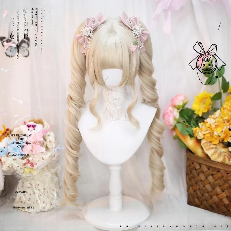 ロリータ風ロングカールウィッグ【フルヘッド・コスプレ用・二次元スタイル】