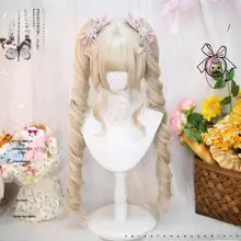 ロリータ風ロングカールウィッグ【フルヘッド・コスプレ用・二次元スタイル】