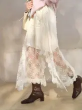 春にぴったり！レース切替デザインのイレギュラーシルエットスカート【ウエストゴム・女性用】