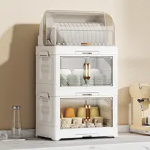 キッチン用食器収納ボックス【蓋付き・プラスチック製・水切りラック】