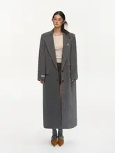NAWS グレー ウール混ショートコート【中長丈・ヘリンボーンデザイン・ゆったりシルエット】