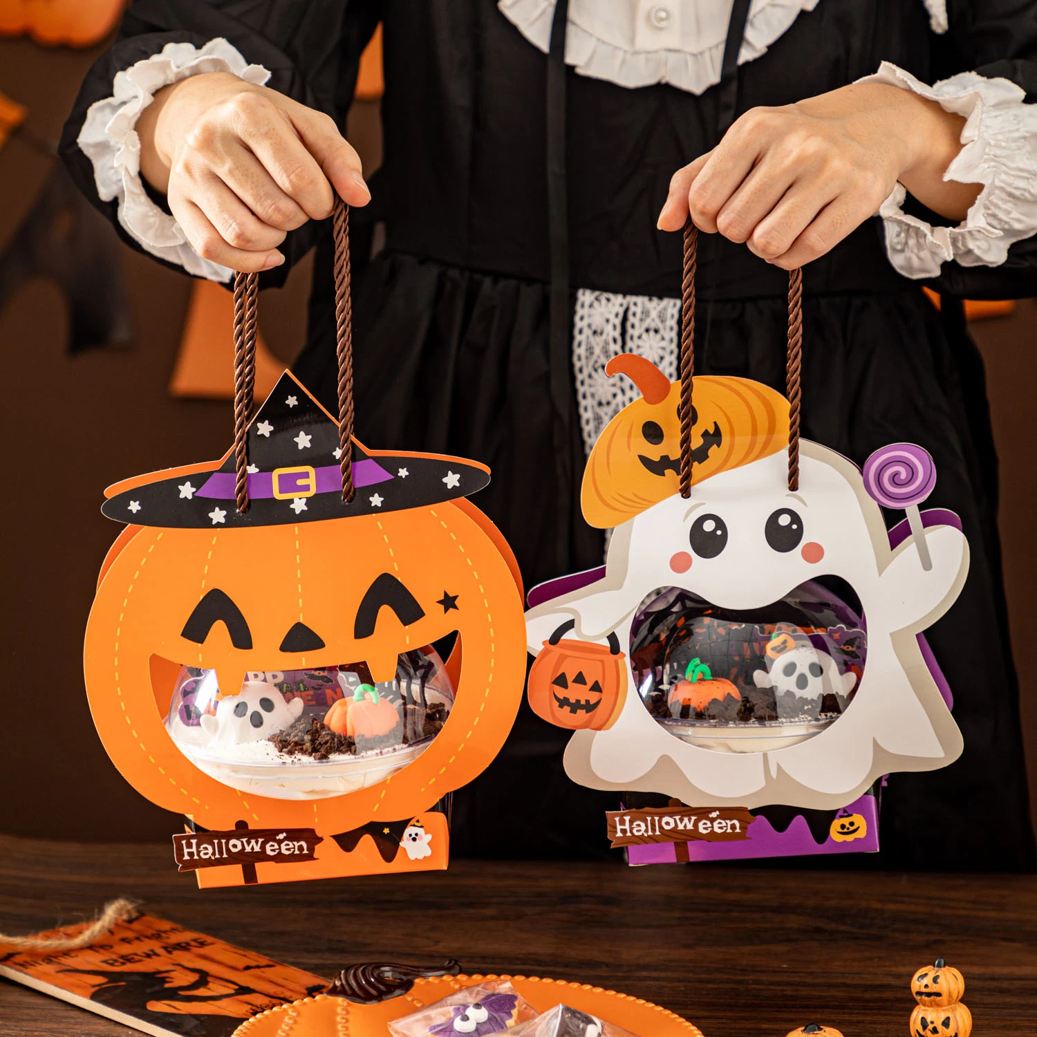 ハロウィンケーキボックスジャック・オー・ランタンデザインで親子の贈り物を完成