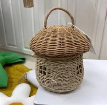 手作りのアコーヤ松ぼっくり型バスケット【子供部屋用・収納・撮影小道具】
