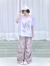 夏用Y2Kデザインのスポーツスタイル短袖ジャージ【星柄・コラボデザイン】