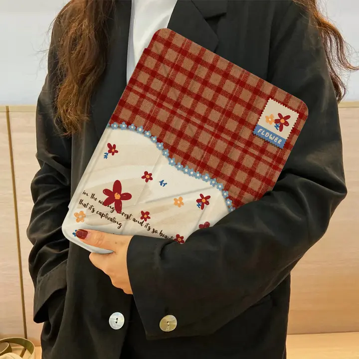 花柄デザインのiPad Air用保護ケース【薄型・アクリル素材・ペン収納付き・回転機能】（セットアップ対応）