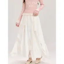 レースチュールのフレアスカート【Aライン・女性用・春秋向け】