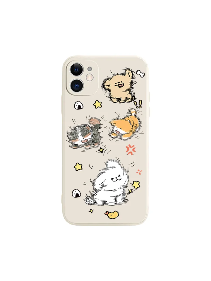 スマホケース シリコン ソフトケース かわいい 犬のイラスト iPhone Android対応