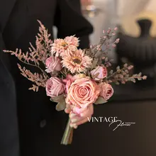 秋色の高級感漂うローズ造花の花束【ダイニングテーブル装飾用・リビング向け・おしゃれなフラワーアレンジメント】