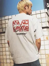 半袖Tシャツ メンズ 綿100% M字プリント ウォッシュ加工 ヘビーウェイト ルーズ カジュアル 夏 「MindError」