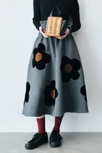 秋季可憐なレイヤードフラワー刺繍スカート【空気感・ハイウエスト】（セットアップ対応）