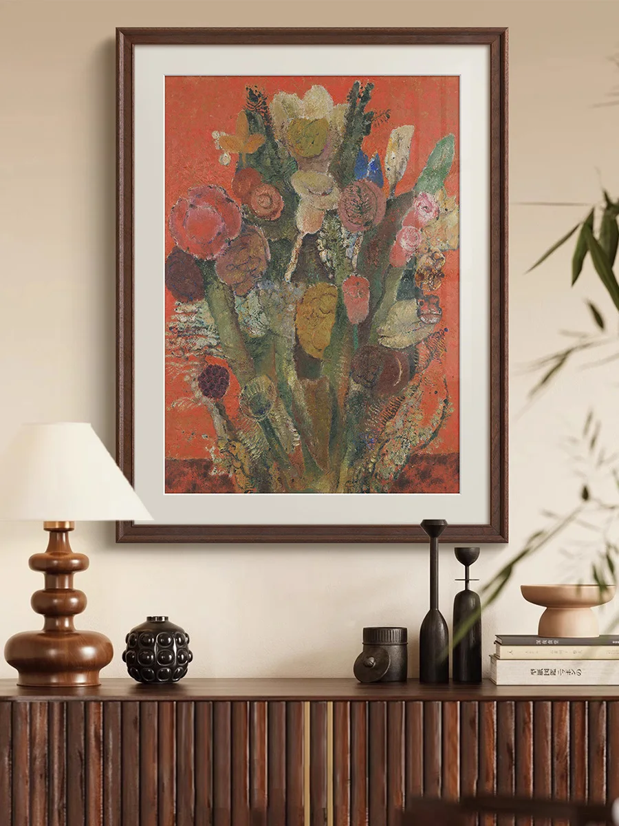 フランス風ヴィンテージアート 壁掛け花卉装飾画：法式レトロデザインで空間を彩る