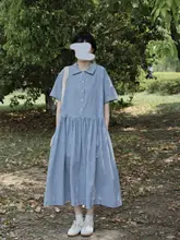 チェック柄カシュクール中長身丈ワンピース【ゆったりシルエット・半袖】