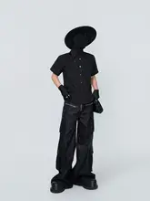 夏用 ベーシックデザイン メンズ半袖シャツ【クリーンフィット・ミニマルブラック】
