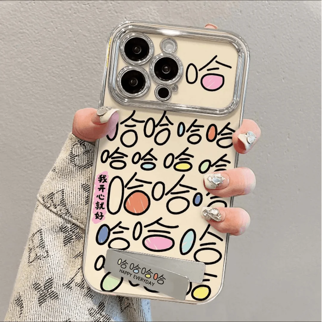 個性的デザインのスマートフォンケース：笑い声の大型窓が特徴のiPhone・Android対応保護壳