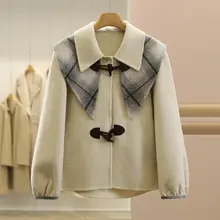 リュクスなチェック柄ダッフルコート【ダブルフェイス・ダブルカラー・ベビーなどに最適】