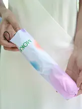 カラフルな虹のきのこ柄持ち運び可能なUVカット傘【ブラックコーティング・晴雨兼用】