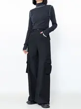 カーキ色 レディース ワークパンツ【多ポケット・ハイウエスト・ストレート】