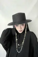 パール付き多連チェーン フラットハット【フランス風・夏用・日よけ・防晒】