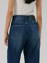薄手の亜麻デニムパンツ【ハイウエスト・ゆったりストレート・ロングレッグ】（セットアップ対応）
