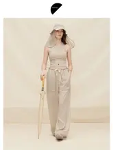 苧麻染めハーフ円形レディース夏用軽量パンツ【フィット・カジュアル】