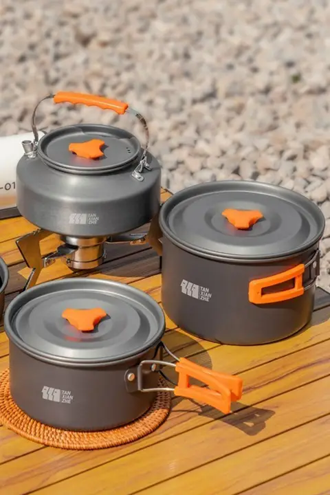 アウトドア用ポータブルクッキングセット【キャンプ用・水沸かし器・炊具・食器セット】